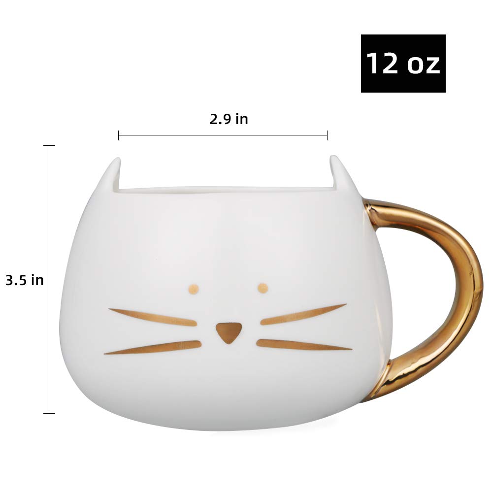 Koolkatkoo Cute Cat Coffee Mug for Cat Lovers Women Girls Ceramic Kitty  Water Mugs 12 oz Small Cup White