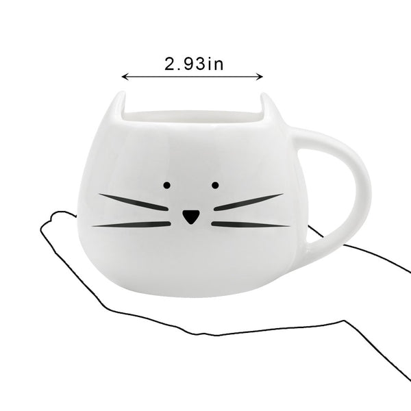 Koolkatkoo Cat Coffee Mug for Women Girls Cute Ceramic Meow Mugs for Cat Lover Tea Cup 12 oz White
