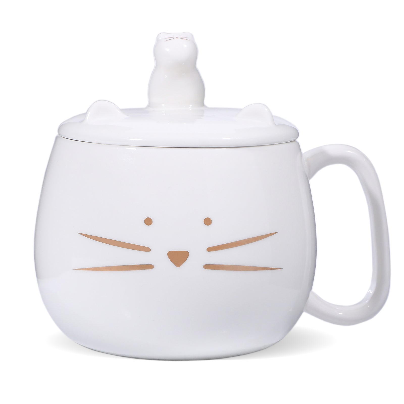 Koolkatkoo 16OZ Cute Cat Coffee Mug with Cell Phone Holder Lid for Cat